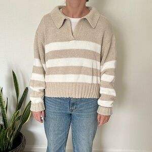 100% Organic Cropped Cotton Polo Sweater